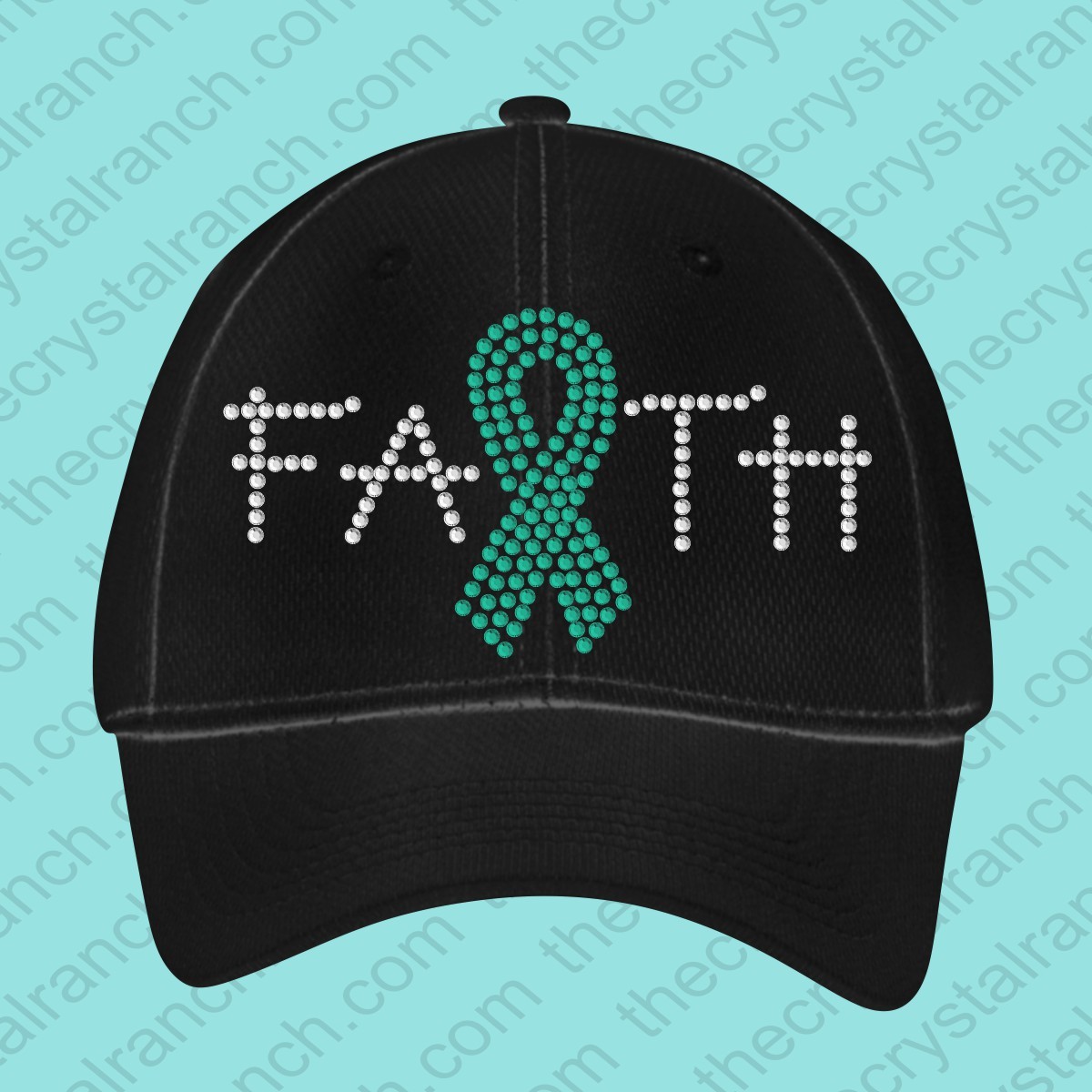 Faith Support Ribbon Rhinestone Cap CG114 
