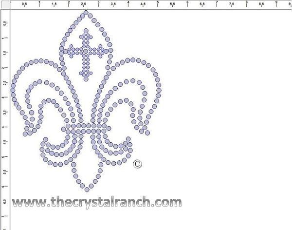Fleur de lis outline with Cross Rhinestone Transfer CRJ009