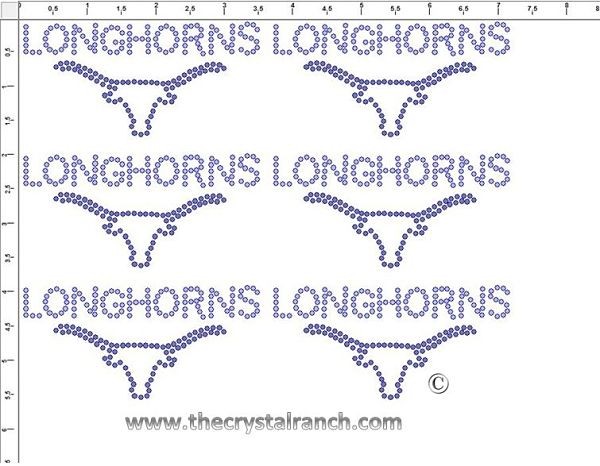 Longhorns - Petite (6) Rhinestone Transfer CRK037cs