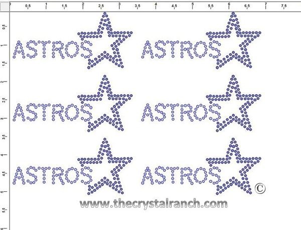 Astros - Petite (6) Rhinestone Transfer CRK038cs