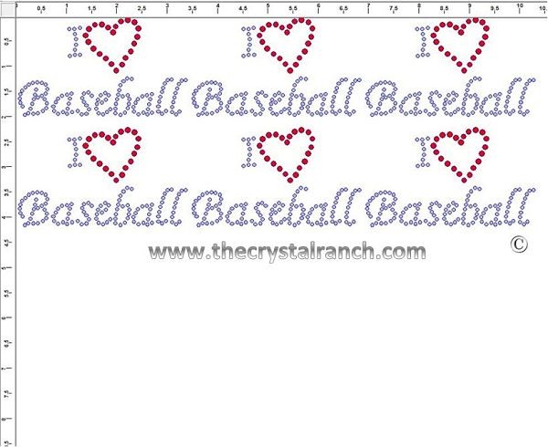 I Love Baseball - Petite (6) Rhinestone Transfer CRK083cs