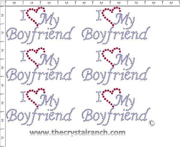 I Love My Boyfriend - Petite (6) Rhinestone Transfer CRK085cs