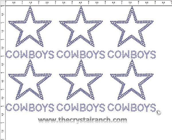 Cowboys Star - Petite (6) Rhinestone Transfers CRK018cs