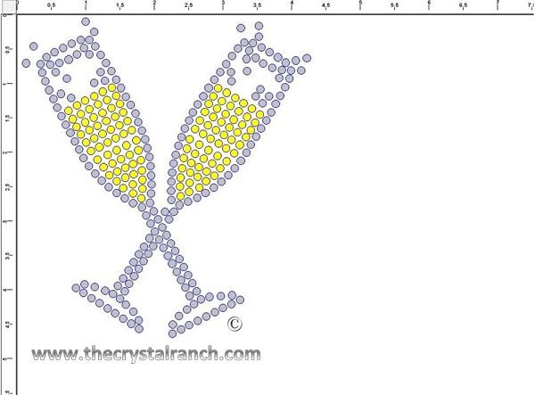 Champagne Glasses Rhinestone Transfer CRY191cy