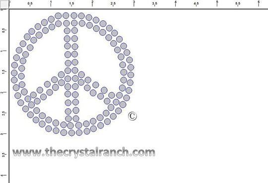 Peace 3in Rhinestone Transfer CRY185c