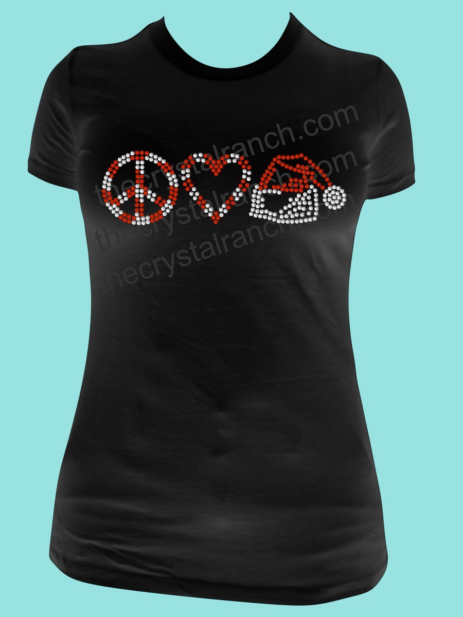 Peace Love and Santa Rhinestone Tee TH002 