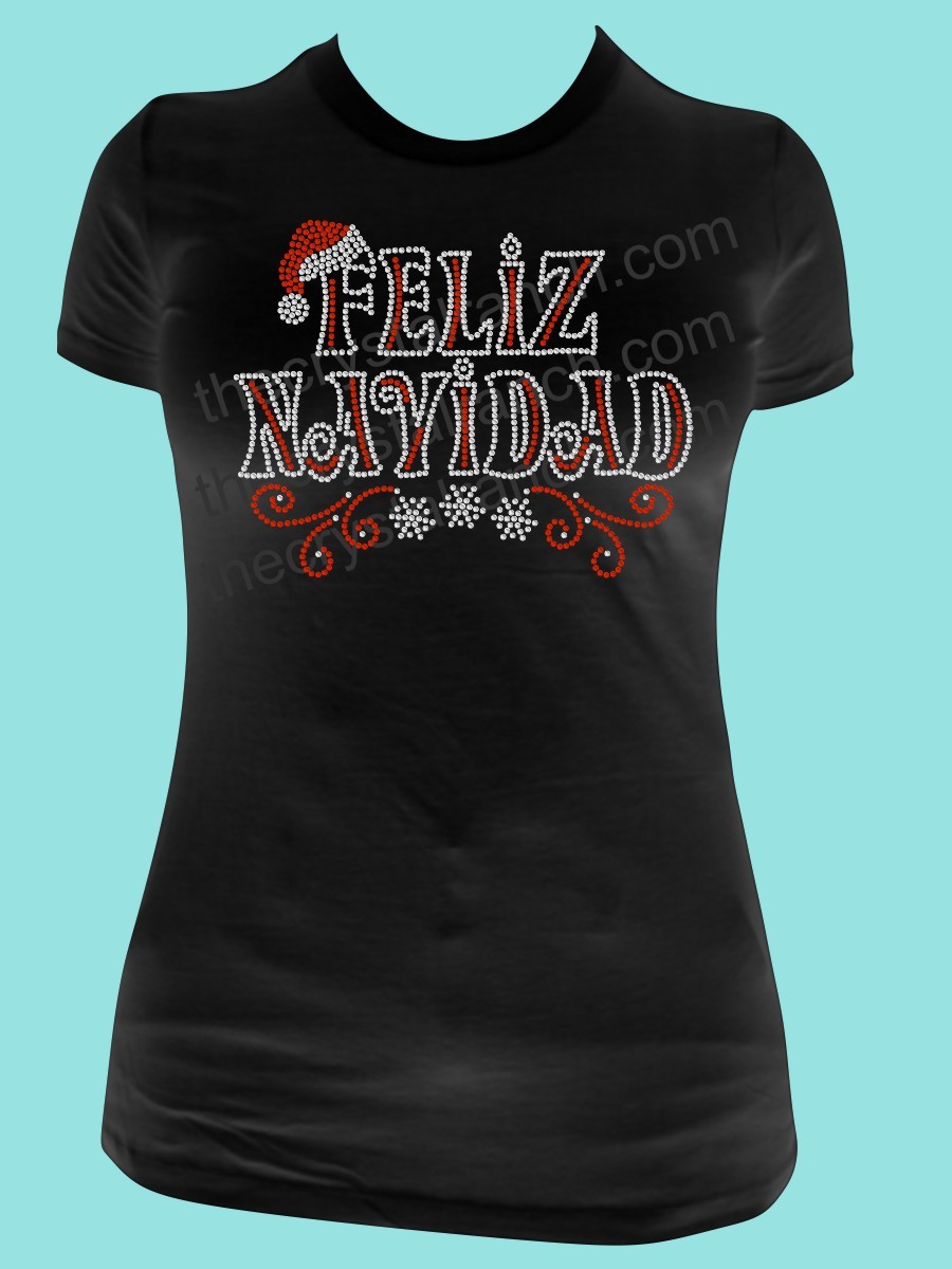 Feliz Navidad Rhinestone Tee TH068