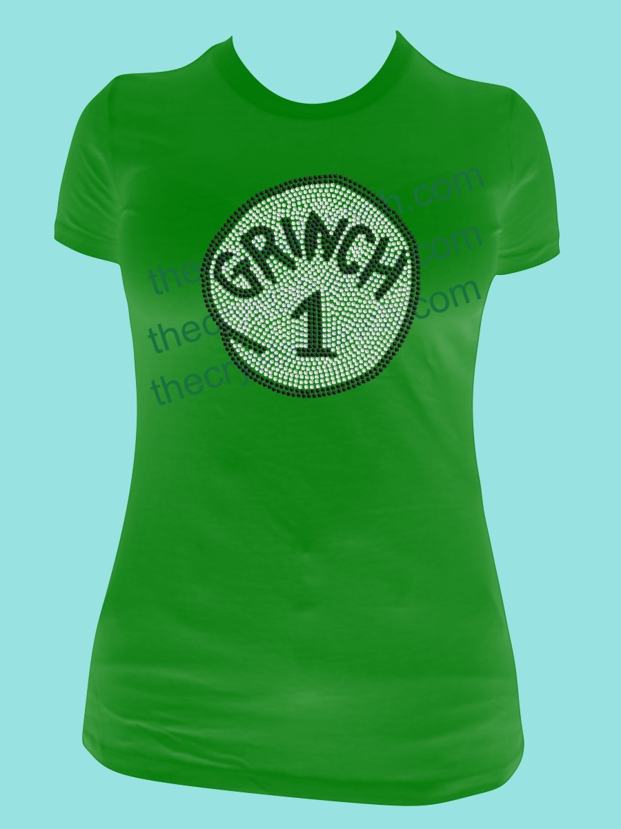 Grinch 1 or 2 or 3... Rhinestone Tee TH121 