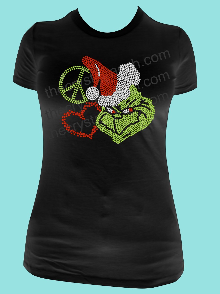 Peace Love Grinch Rhinestone Tee TH124 