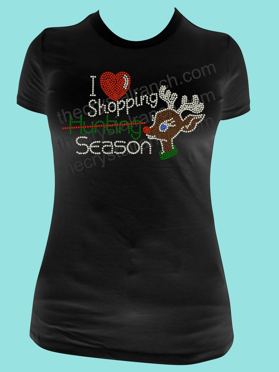 I Love Shopping Season Rhinestone Tee TH151