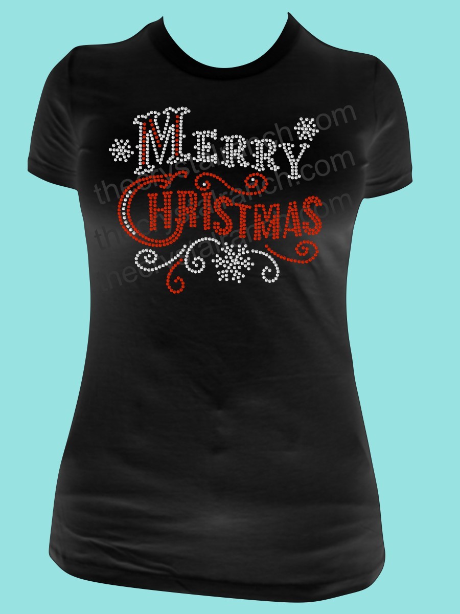 Merry Christmas Rhinestone Tee TH158