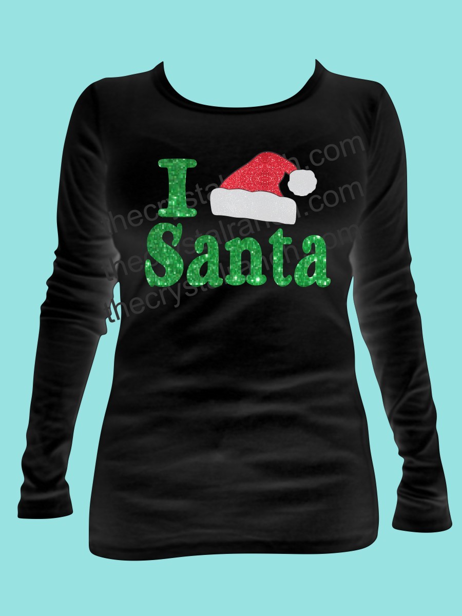 I Love the Santa Glitter Tee THV009