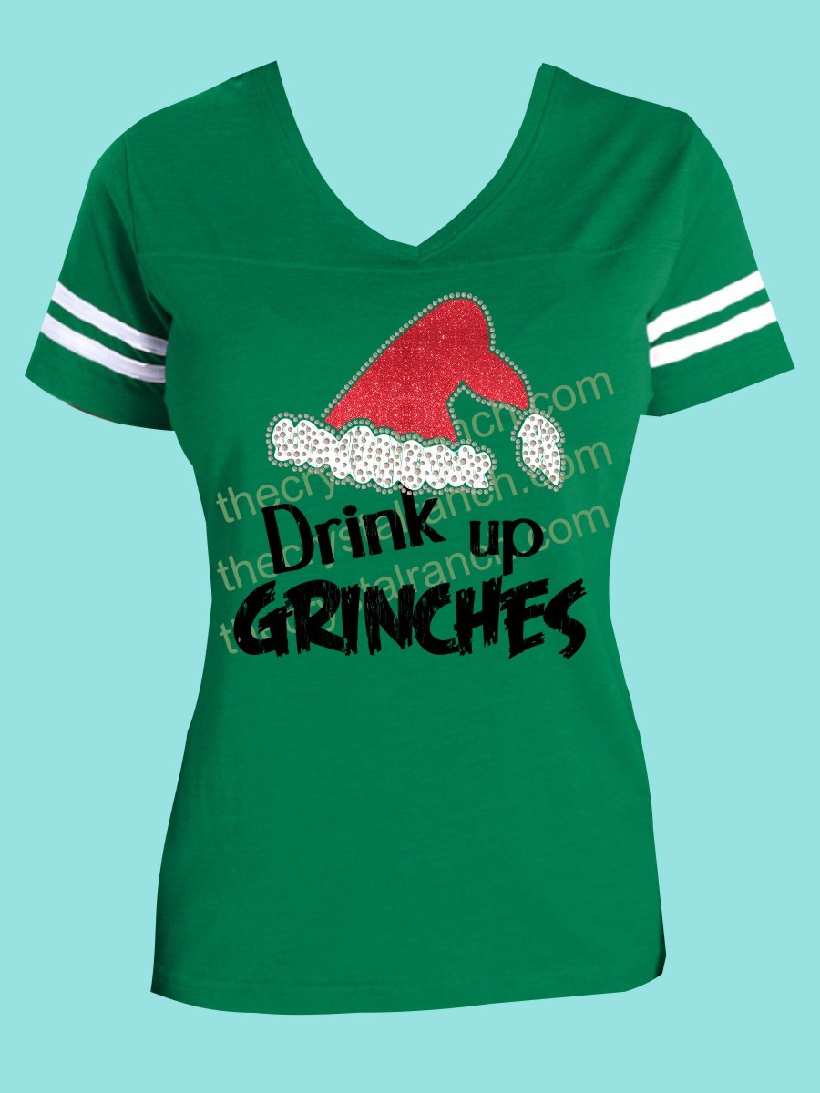 Drink Up Grinches Rhinestone and Glitter Tee THV011