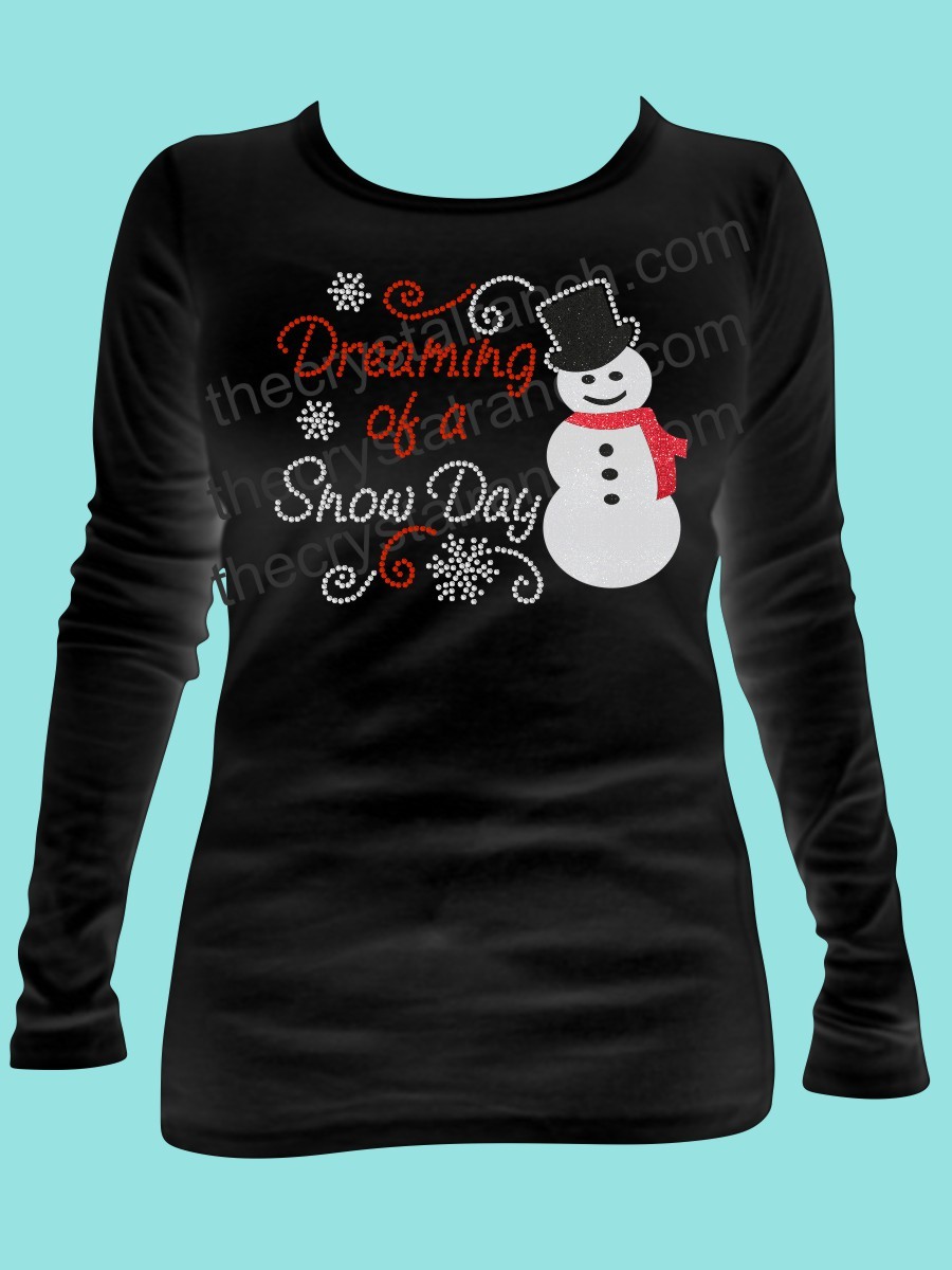 Dreaming of a Snow Day Rhinestone and Glitter Tee THV015