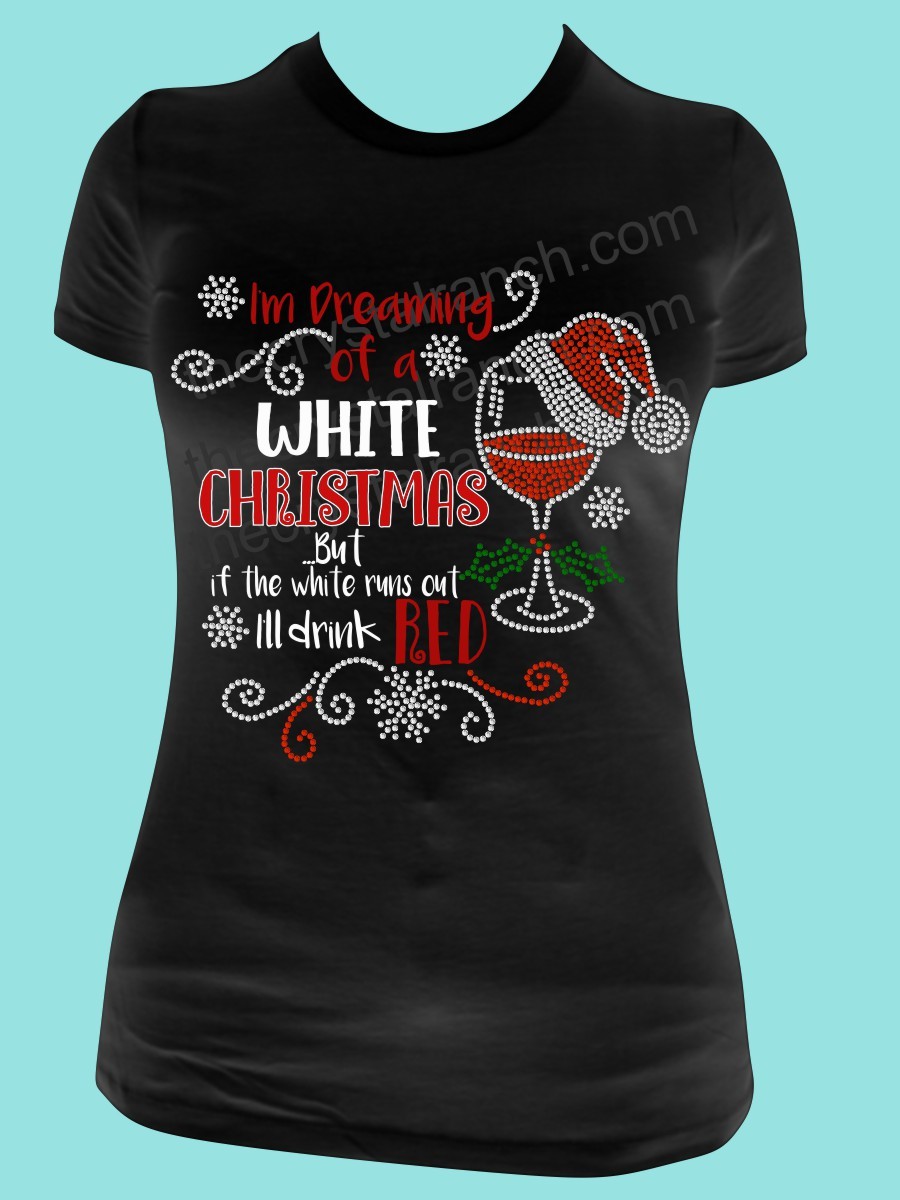 Dreaming of a White Christmas Screen Print and  Rhinestone Tee THV016