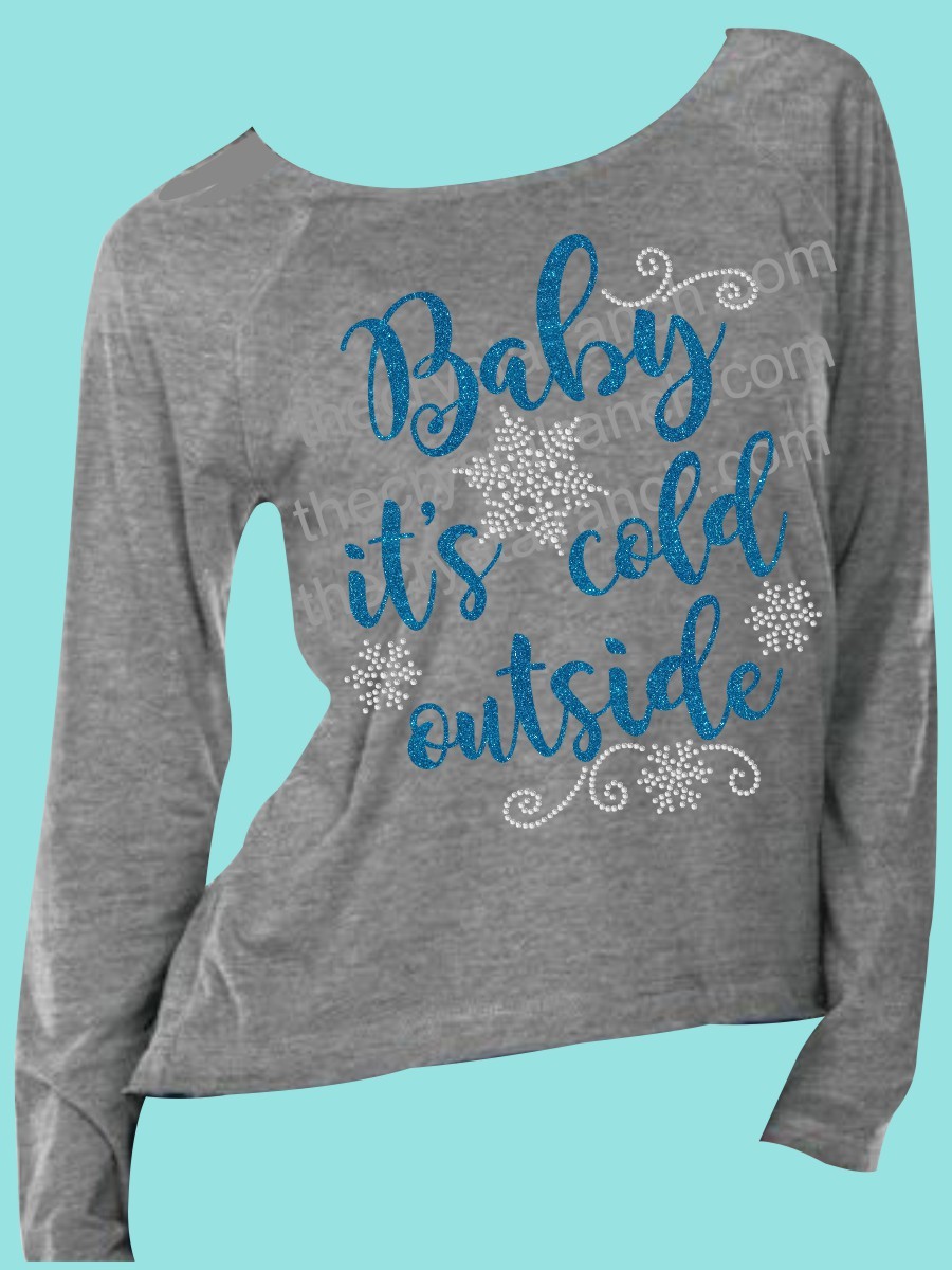 Baby it's cold outside Rhinestone and Glitter Tee THV029