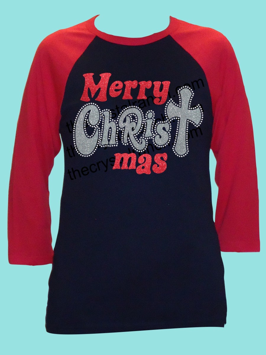 Merry CHRISTmas Rhinestone and Glitter Tee THV051