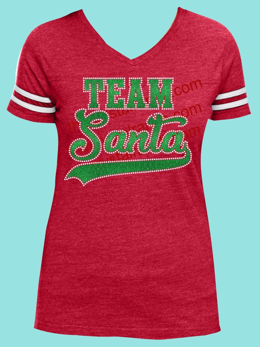 Team Santa Rhinestone and Glitter Tee THV053