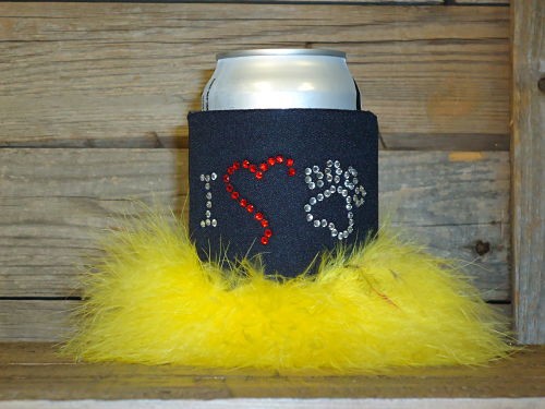 I Love Paws Rhinestone Drink Koozie KA104