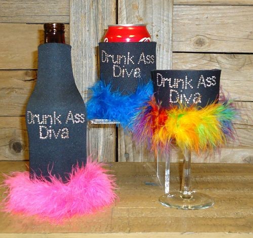 Drunk Ass Diva Rhinestone Drink Koozie KB137