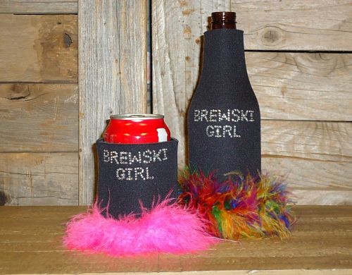 Brewski Girl Rhinestone Drink Koozie KB155