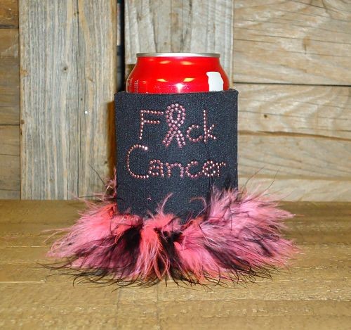 F Cancer Rhinestud Drink Koozie KG131