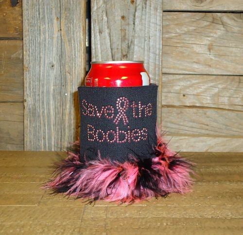 Save the Boobies Rhinestud Drink Koozie KG150
