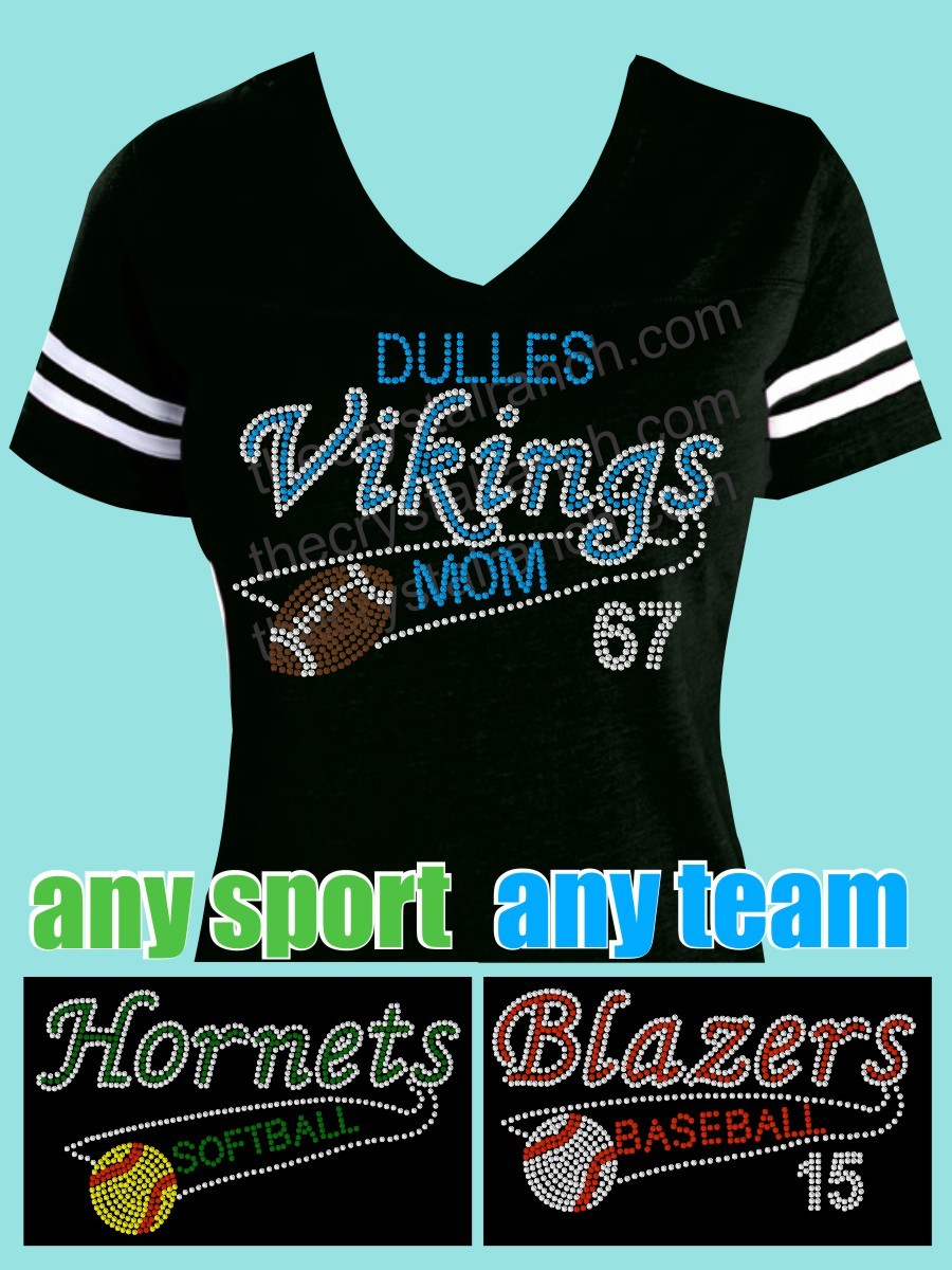 TEAM banner Custom Rhinestone Tee TP002A