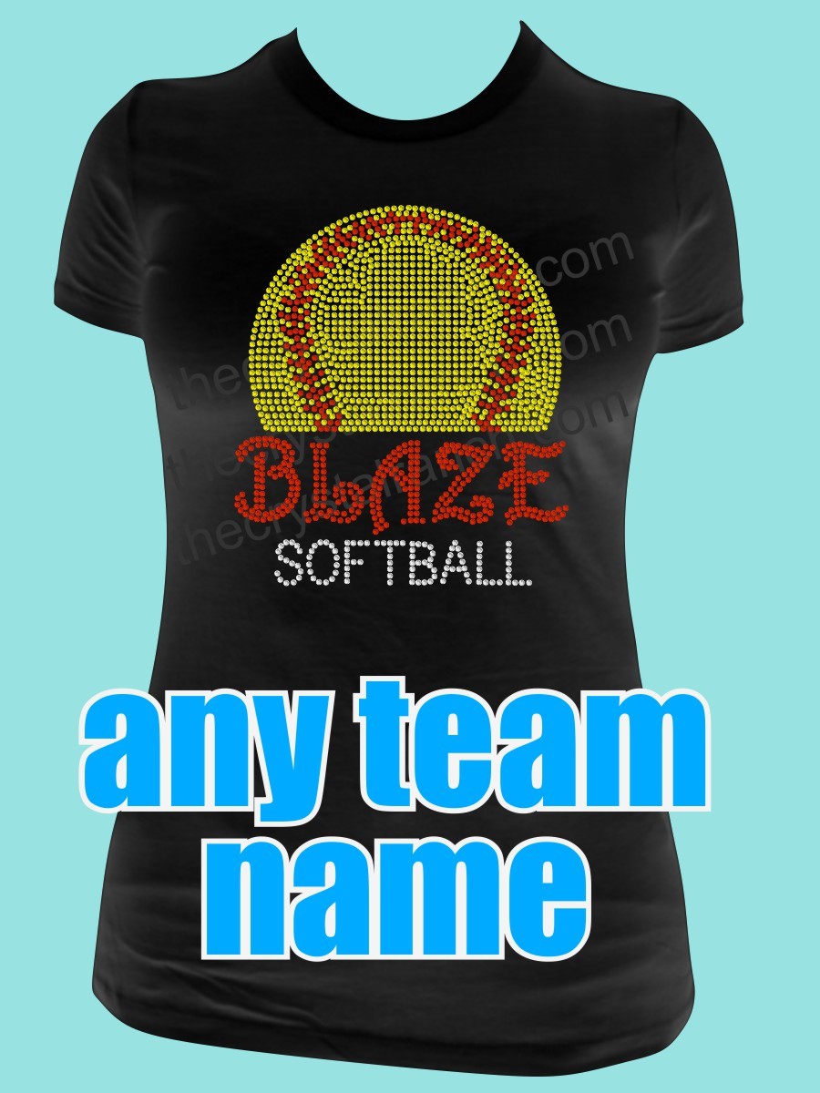 YOUR SOFTBALL TEAM Custom Rhinestone Tee TP006 