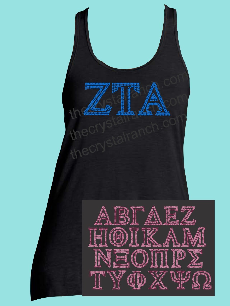 GREEK Letters Custom Rhinestone Tee TP008