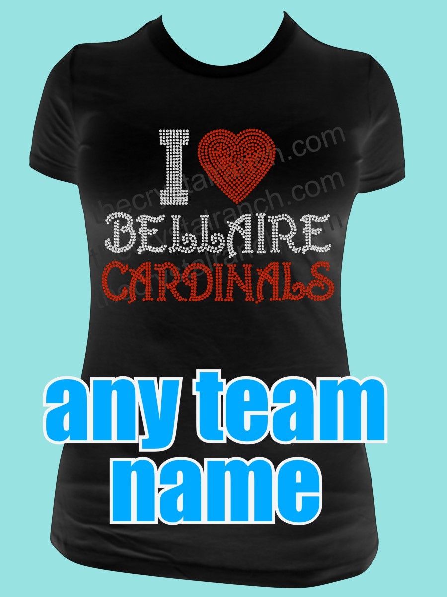 I Love... Any Team Rhinestone Tee TP015 
