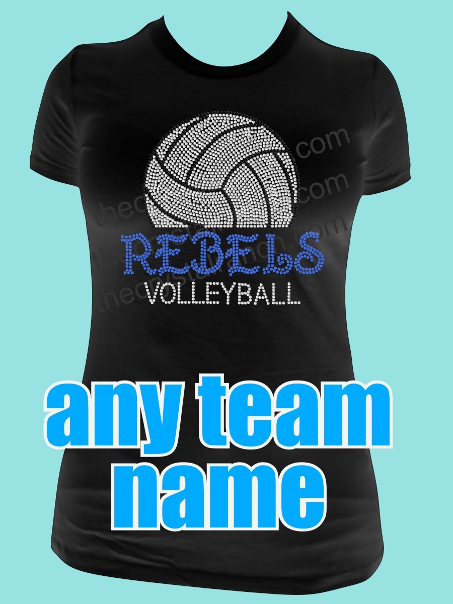 YOUR VOLLEYBALL TEAM Custom Rhinestone Tee TP016 