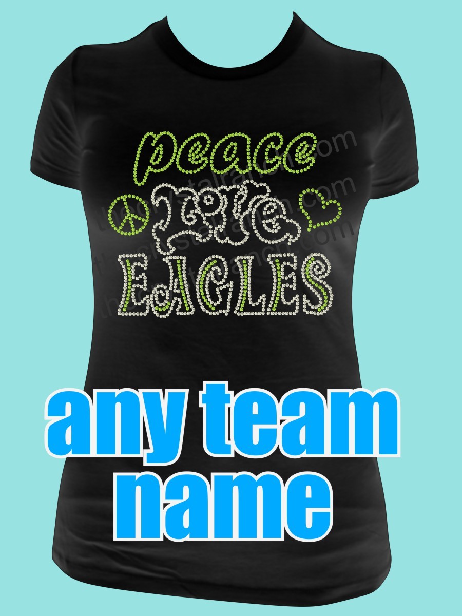 Peace Love ... Custom Rhinestone Tee TP027