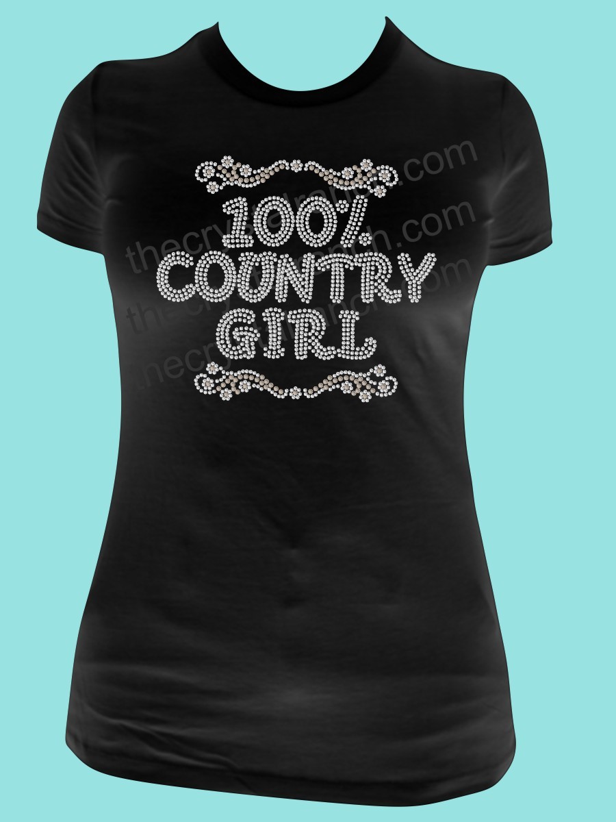 100% Country Girl Rhinestone Tee TR110