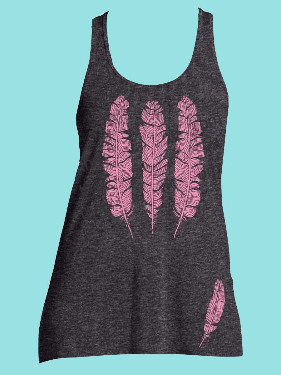 Feathers Rhinestone and Screen Print Tee TRS036