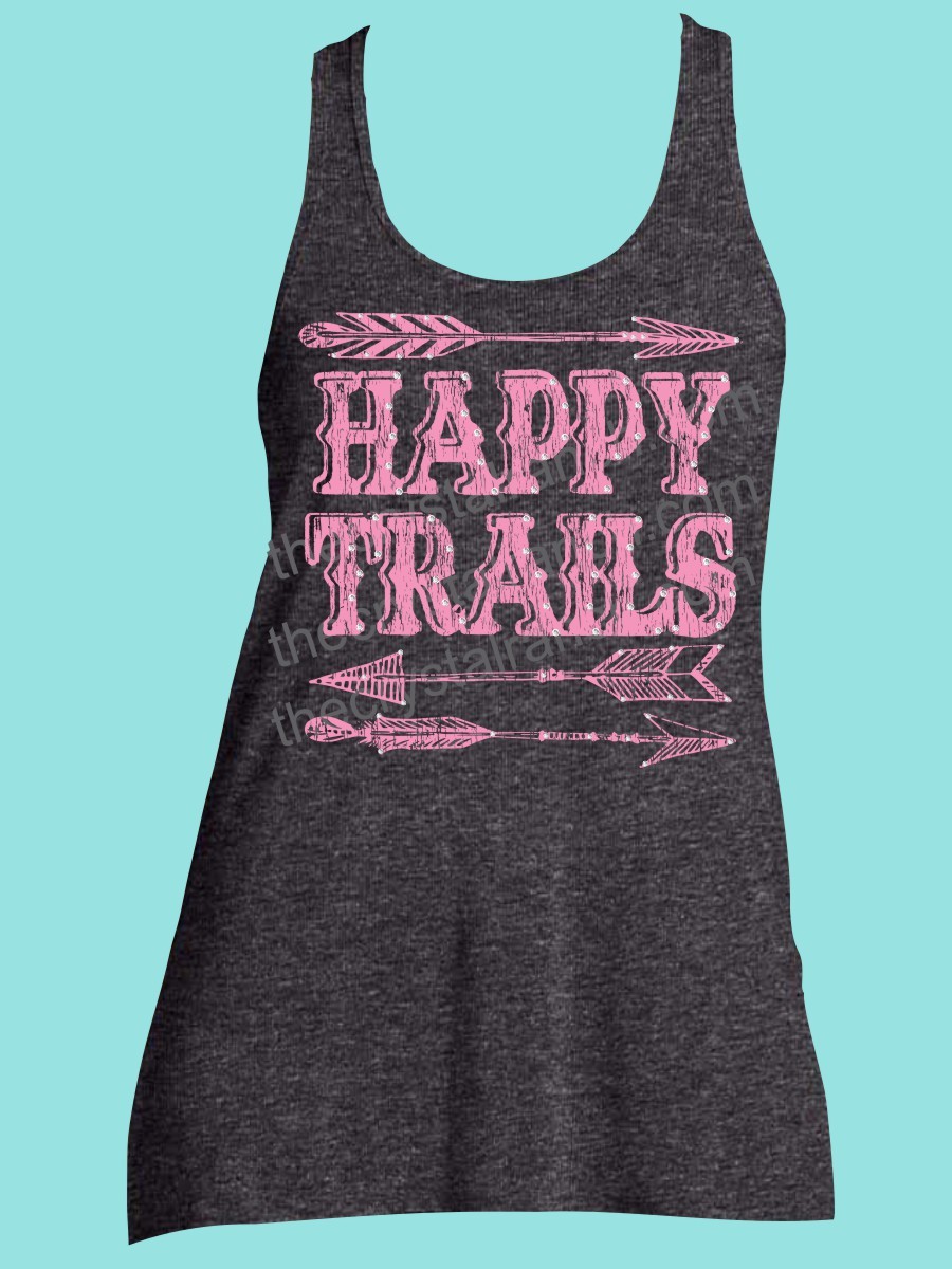 Happy Trails Rhinestone and Screen Print Tee TRS037