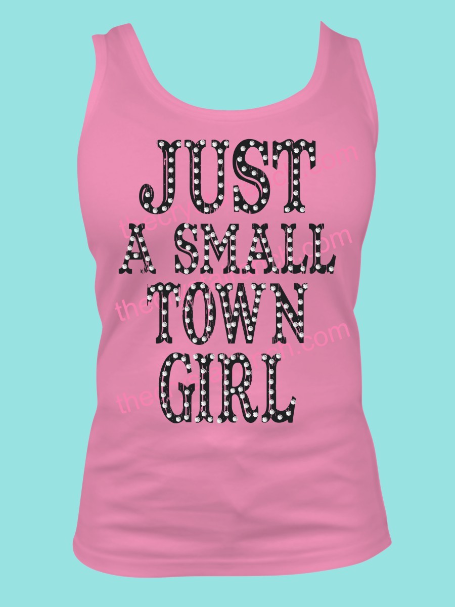 Just a Small Town Girl Rhinestone and Screen Print Tee TRV044