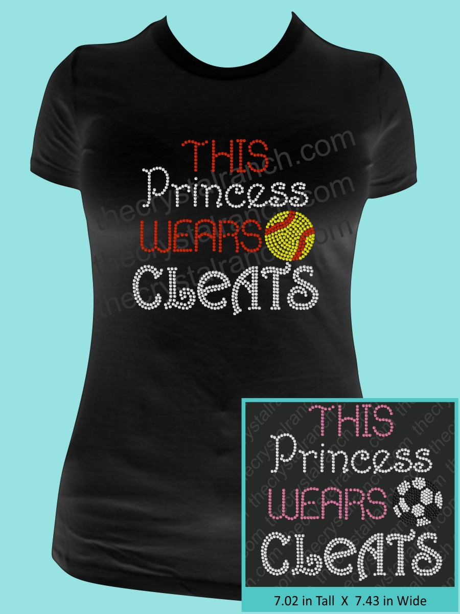 This Princess Wears Cleats Rhinestone Tee TS298