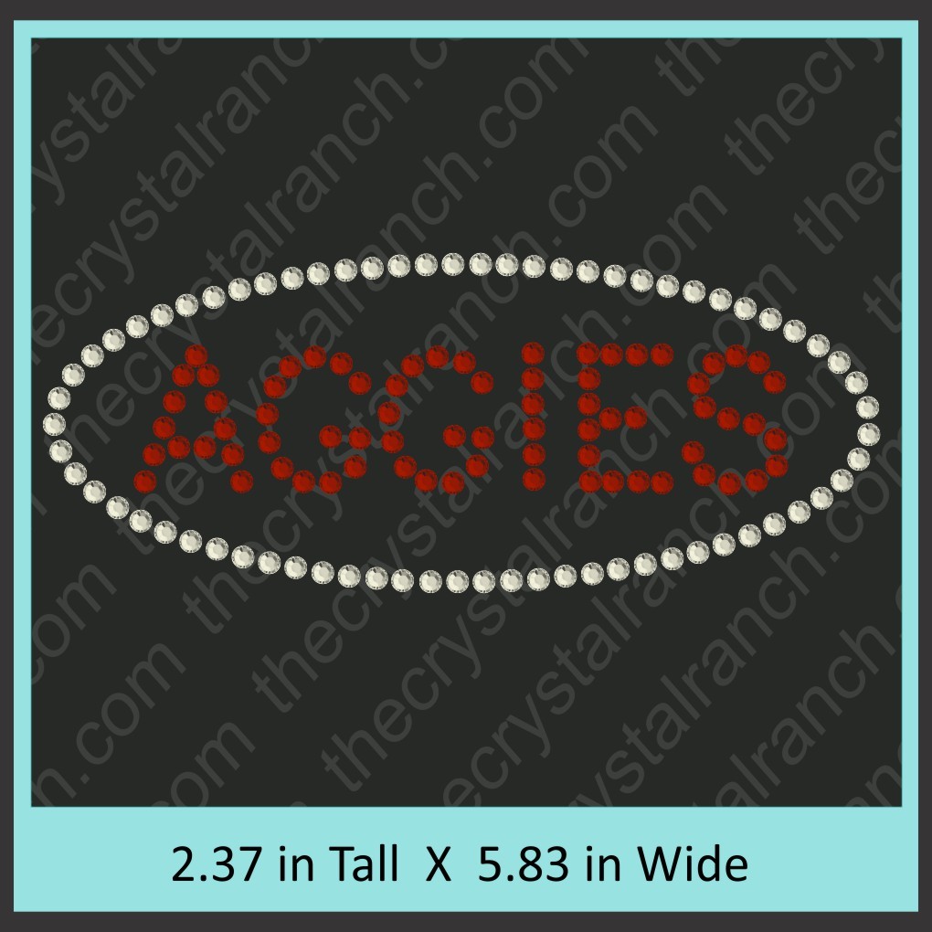 Aggies Oval 6" Rhinestone Transfer CRT006
