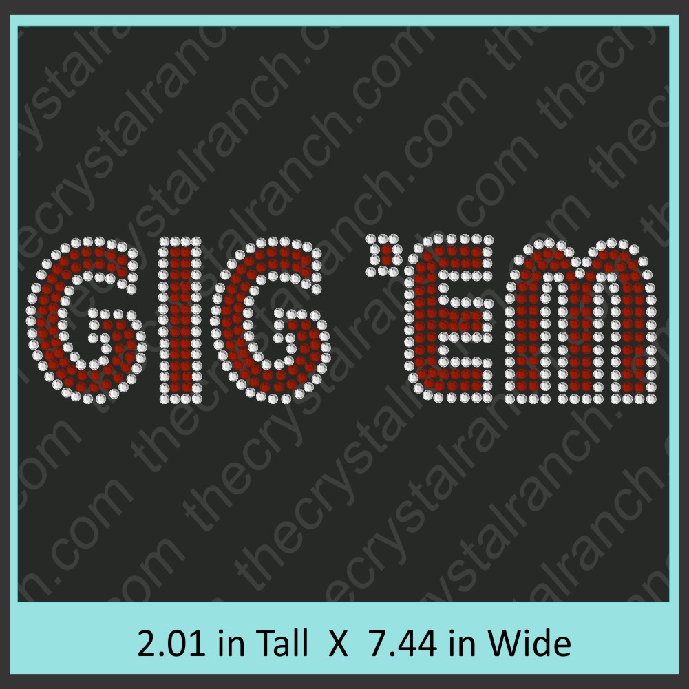 GIG'EM Rhinestone Transfer CRT304