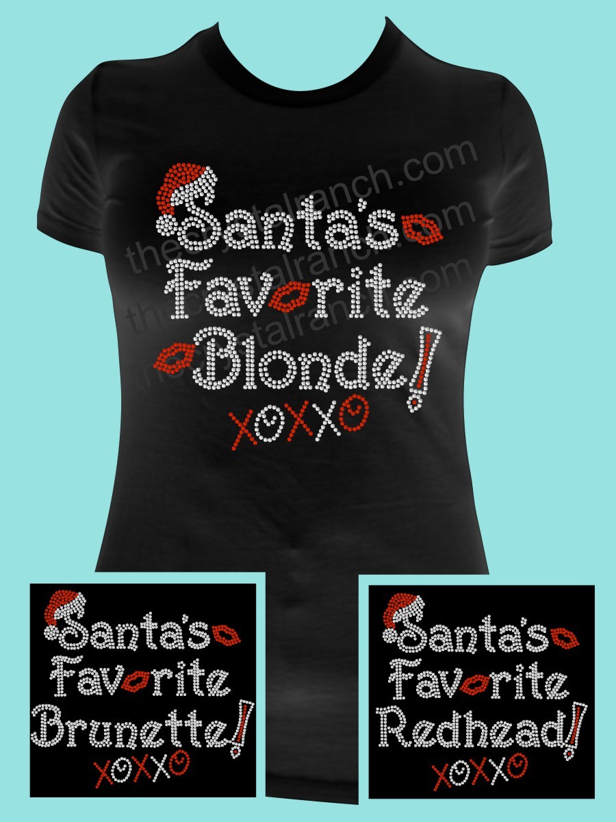Santa's Favorite Blonde Rhinestone Tee TH090