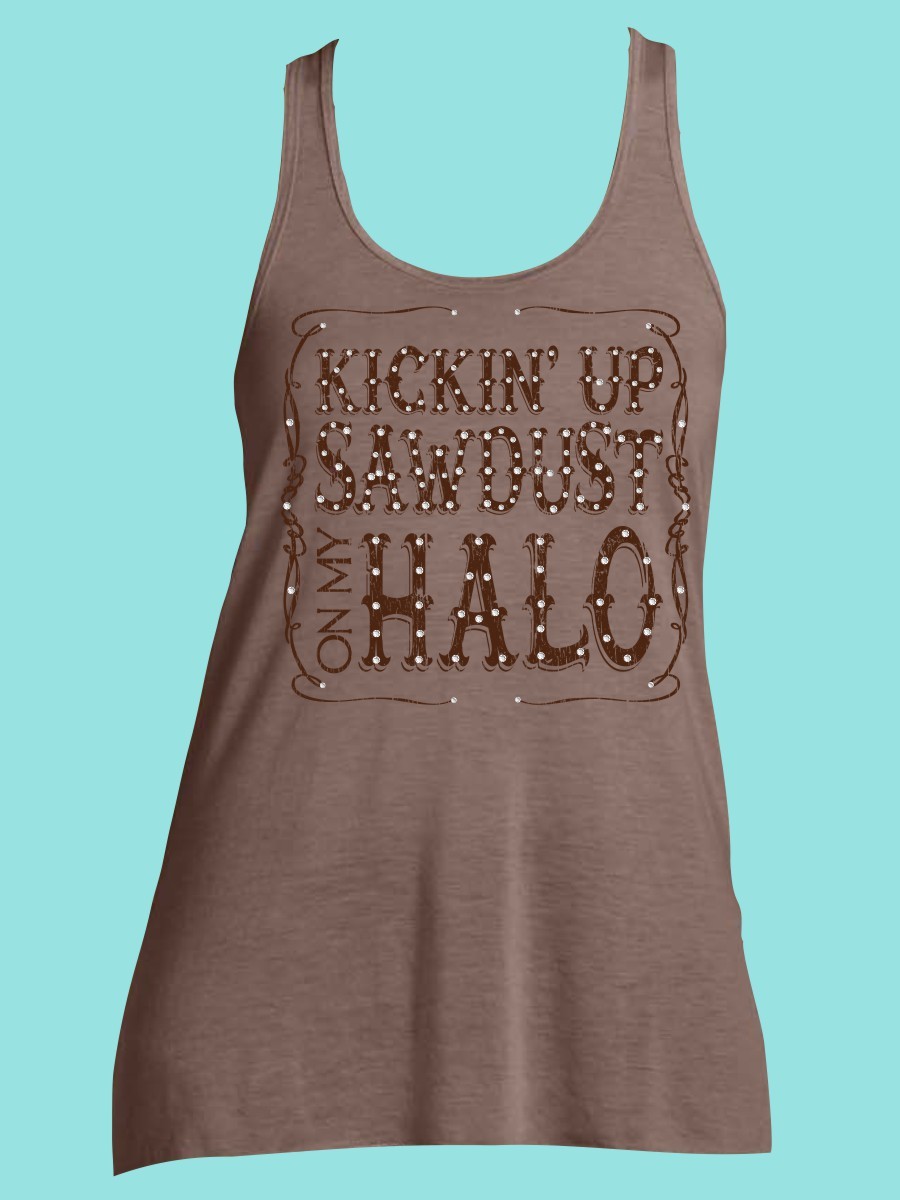 Kickin Up Sawdust Rhinestone and Screen Print Tee TRS021