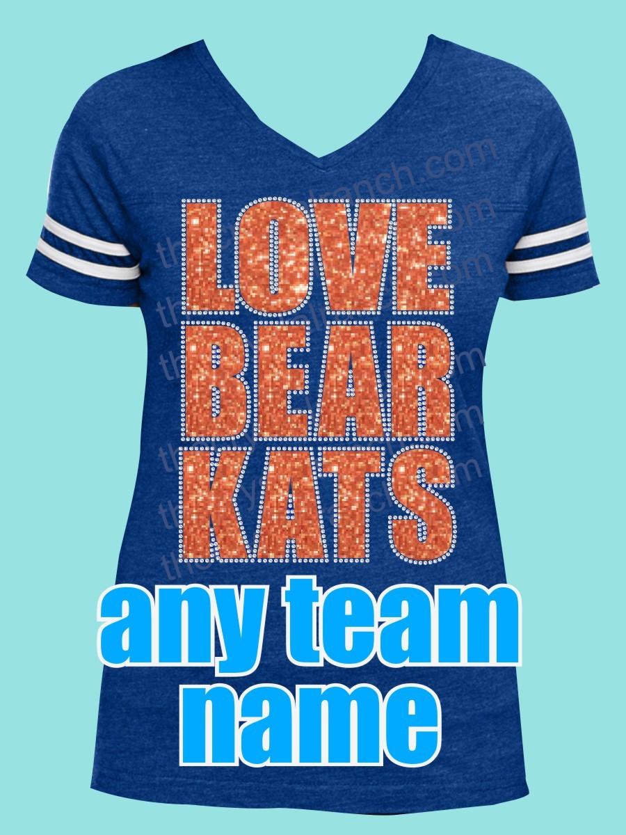 Love Your Team Glitter and RhinestoneTee TTV006