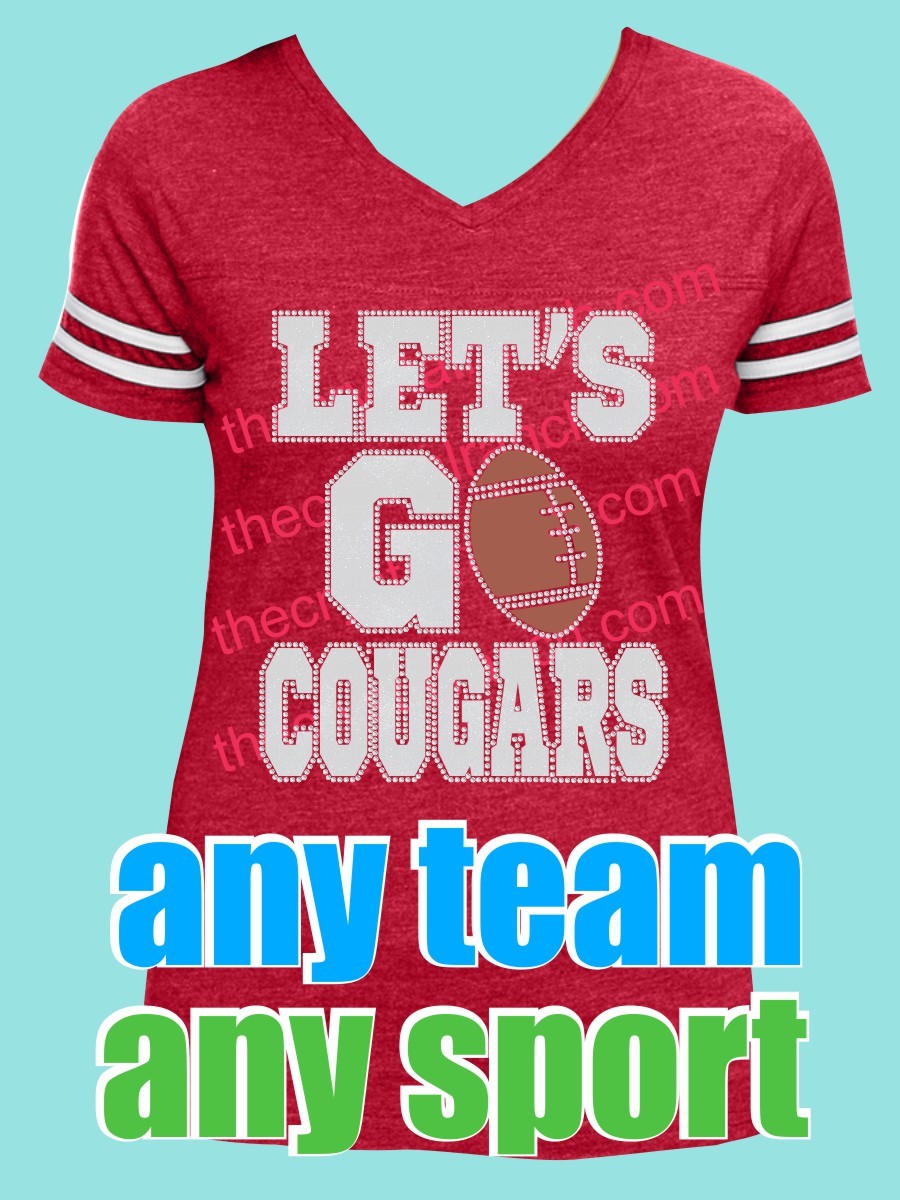 Let's Go Team Glitter and  Rhinestone Tee TTV010A