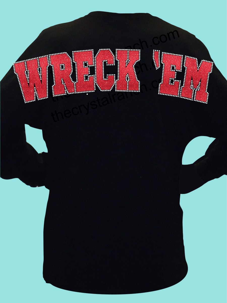 Wreck 'Em Glitter and Rhinestone Spirit Jersey TTV025