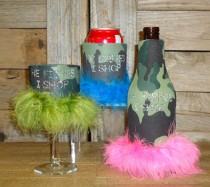 He Fishes I Shop Rhinestone Drink Koozie KR070