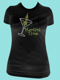 Martini Time Rhinestone Tee TB009