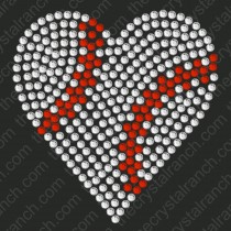 DS147 Baseball Heart Rhinestone Decal