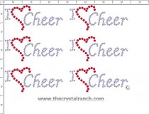 I Love Cheer - Petite (6) Rhinestone Transfer CRK057cs