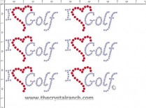 I Love Golf - Petite (6) Rhinestone Transfer CRK062cs